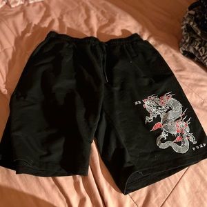 black romwe shorts with dragon design